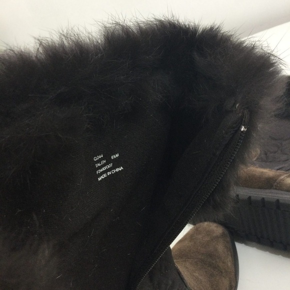 Coach Talen Suede Quilted Brown Rabbit Fur Cuff Snow Bunny Winter Boots 6.5M - Picture 5 of 10